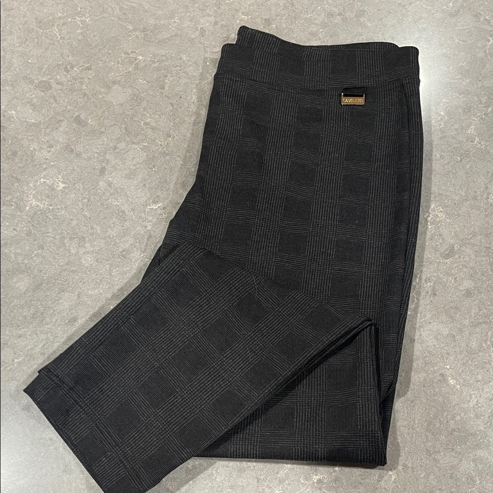 Calvin Klein Black Checkered Trousers Ladies Size Large